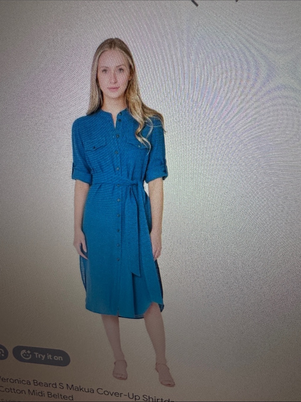 Veronica Beard Makua Button-Front Shirt Dress w/Tie Belt
